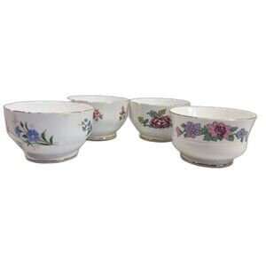 Staffordshire Bowls 4 Sherbert/Dessert/Fruit/Dip  Signed Patterns Vary Excellent